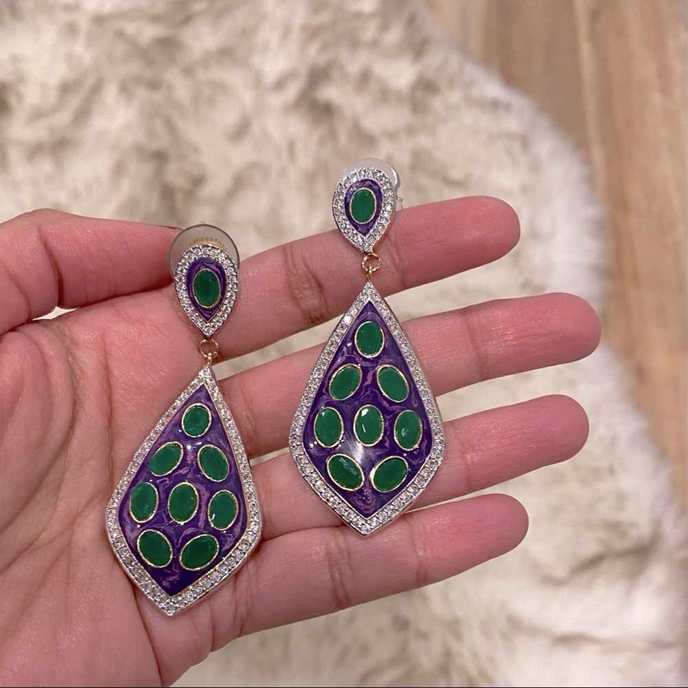 Lab-Created Emerald & Pave earrings